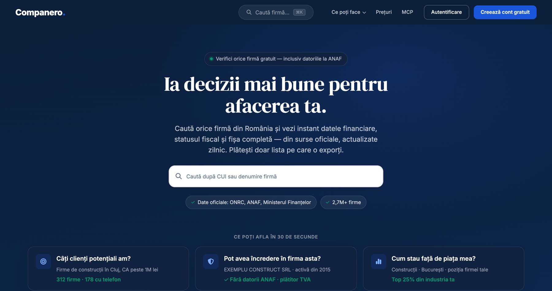 companero.ro — căutare instant peste 2,7 milioane de firme